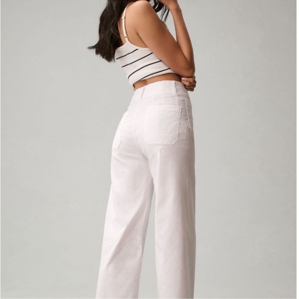 Anthropologie White Wide Leg Pants - Picture 4 of 10